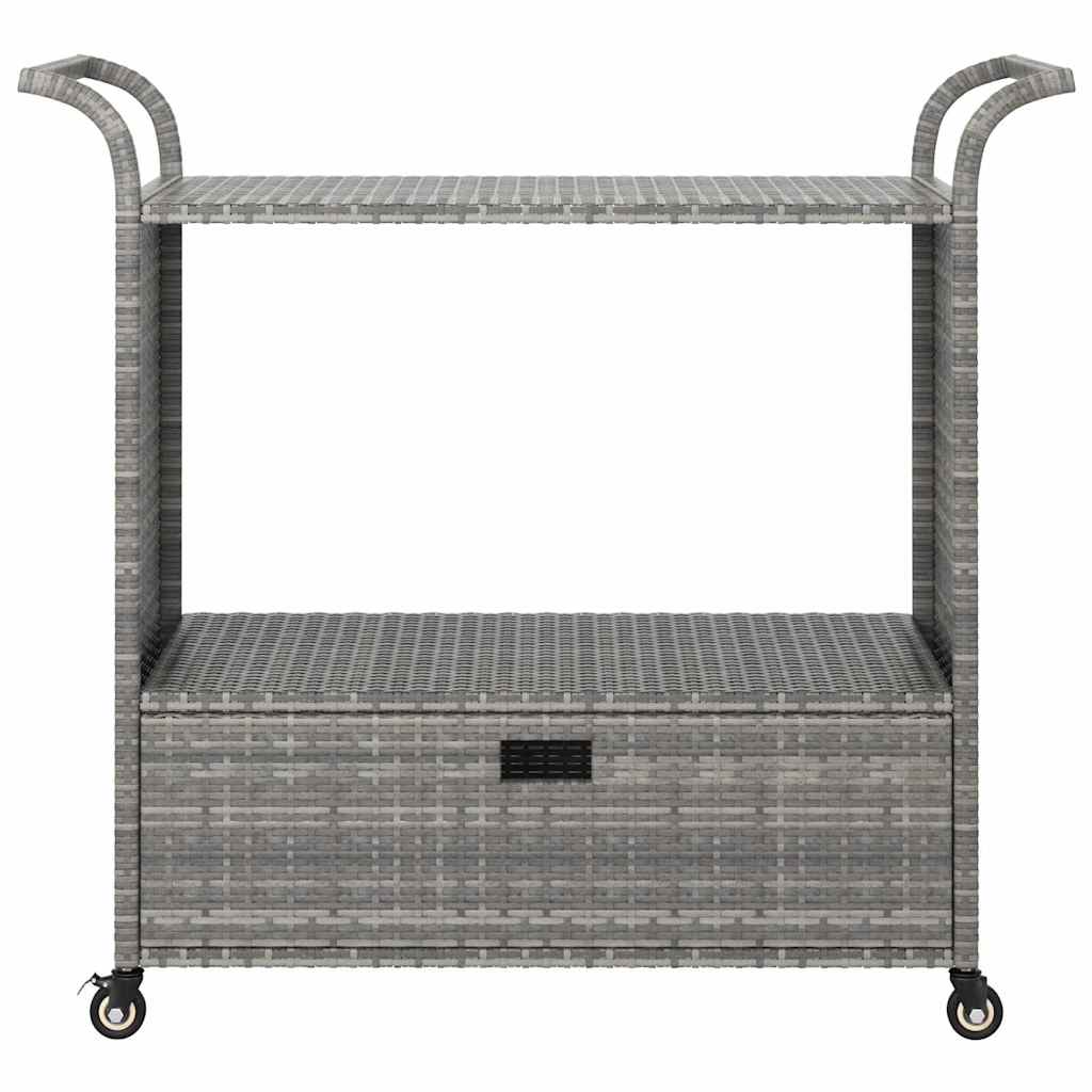 Barwagen mit Schublade Grau 100x45x97 cm Poly Rattan
