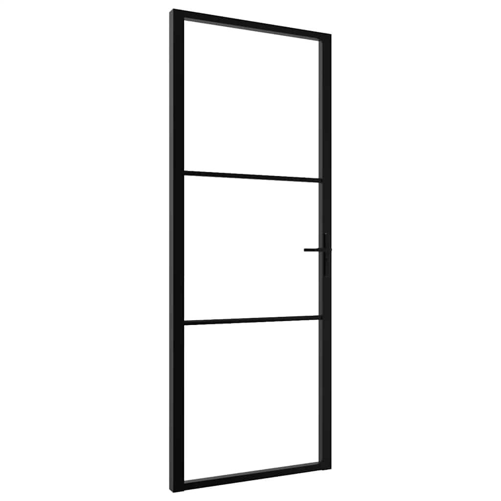Innentür ESG Glas und Aluminium 76x201,5 cm Schwarz