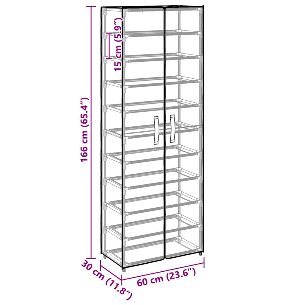 Schuhschrank Grau 60x30x166 cm Stoff
