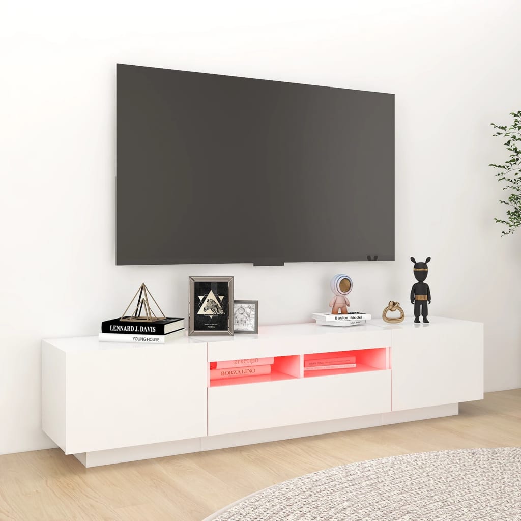 Meuble TV avec éclairage LED blanc 180x35x40 cm
