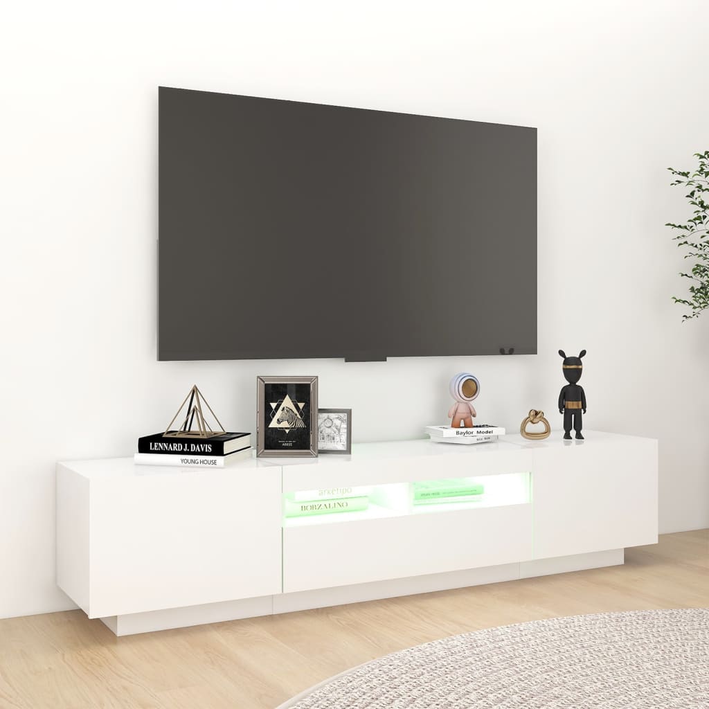 Meuble TV avec éclairage LED blanc 180x35x40 cm