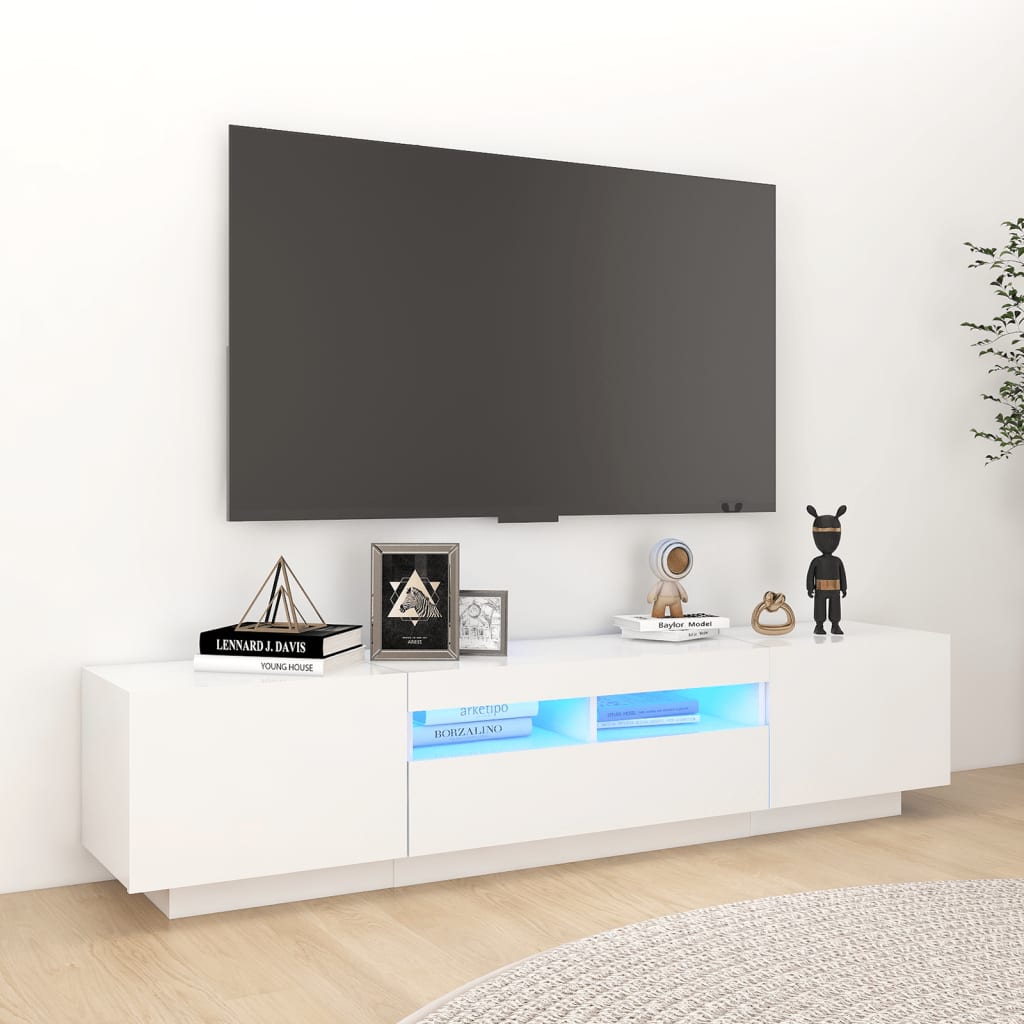 Meuble TV avec éclairage LED blanc 180x35x40 cm