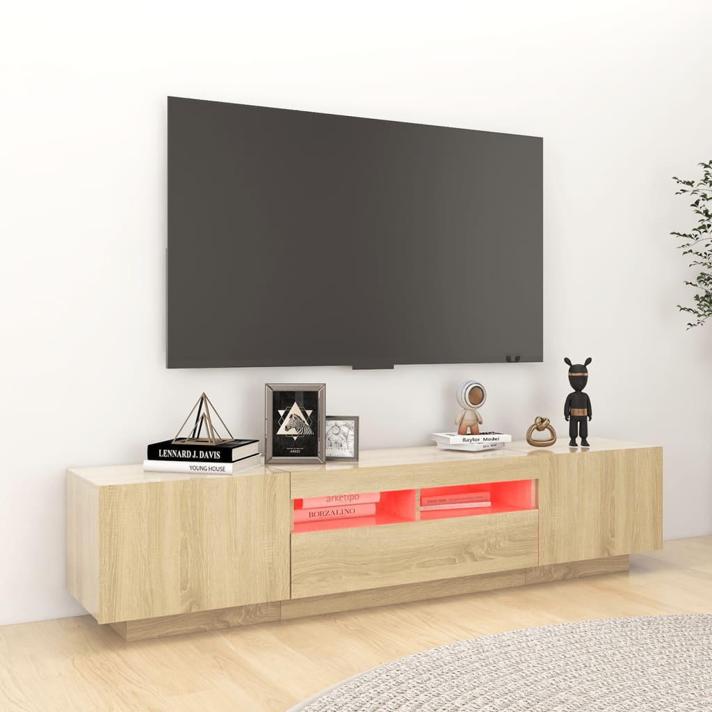 Meuble TV avec éclairage LED en chêne Sonoma 180x35x40 cm