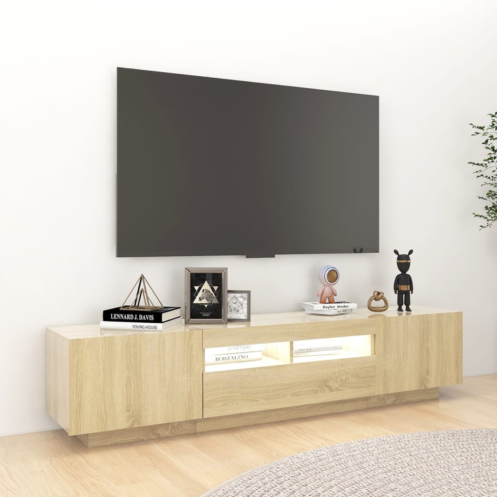 Meuble TV avec éclairage LED en chêne Sonoma 180x35x40 cm