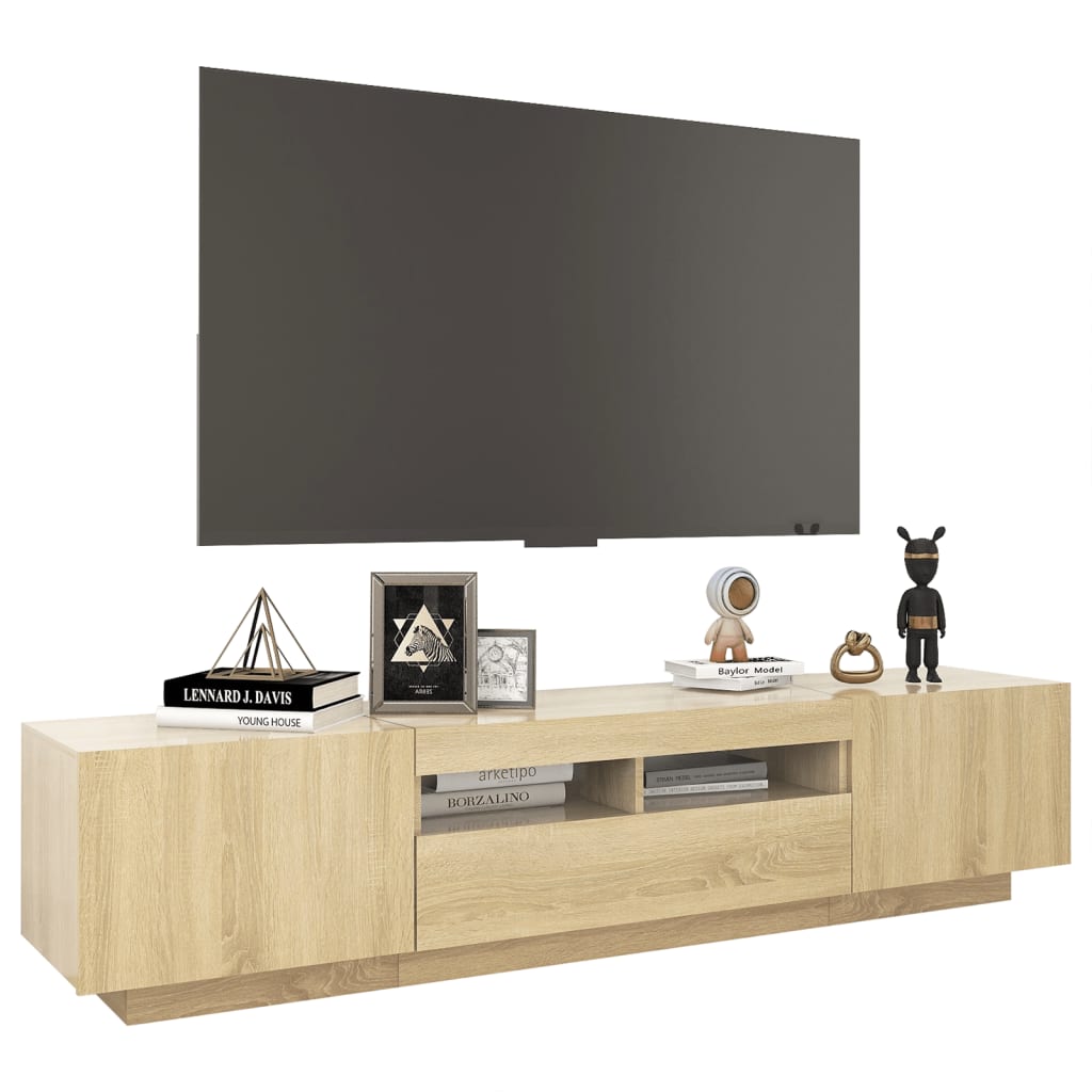 Meuble TV avec éclairage LED en chêne Sonoma 180x35x40 cm