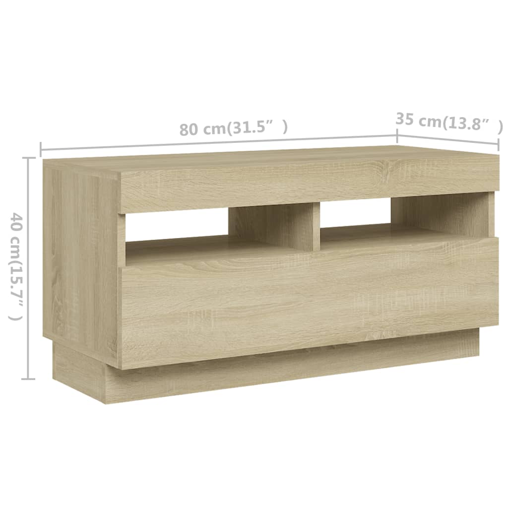 Meuble TV avec éclairage LED en chêne Sonoma 180x35x40 cm