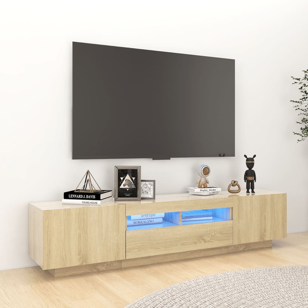 Meuble TV avec éclairage LED en chêne Sonoma 180x35x40 cm