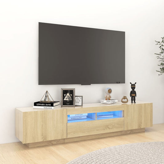 Meuble TV avec éclairage LED en chêne Sonoma 180x35x40 cm