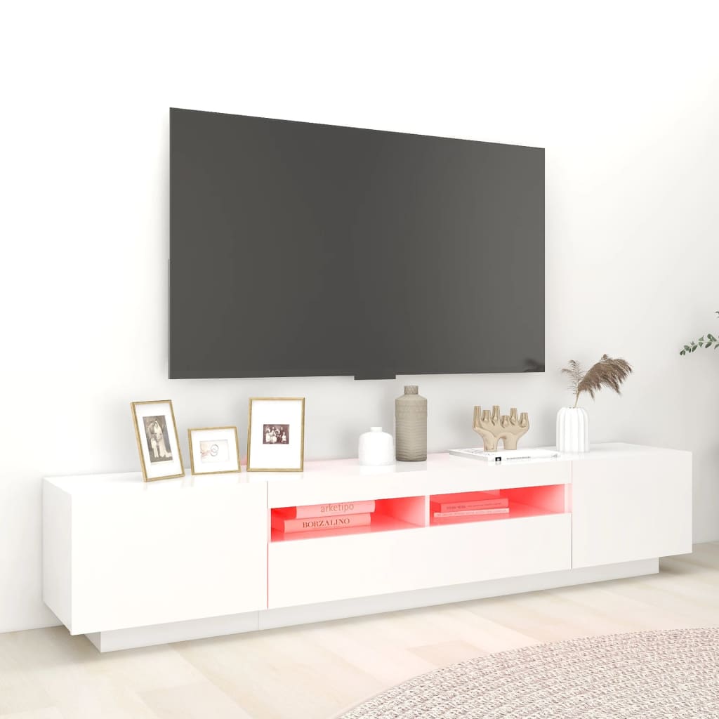 Meuble TV avec éclairage LED blanc 200x35x40 cm