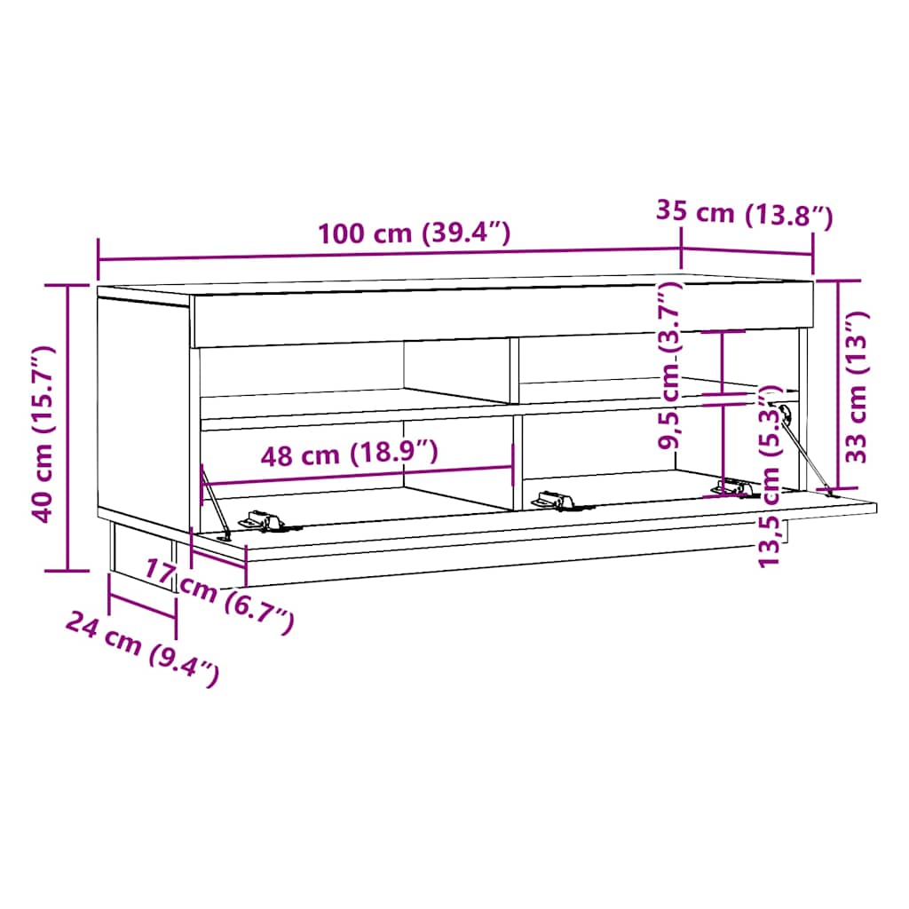 TV-Schrank mit LED-Leuchten Weiß 200x35x40 cm