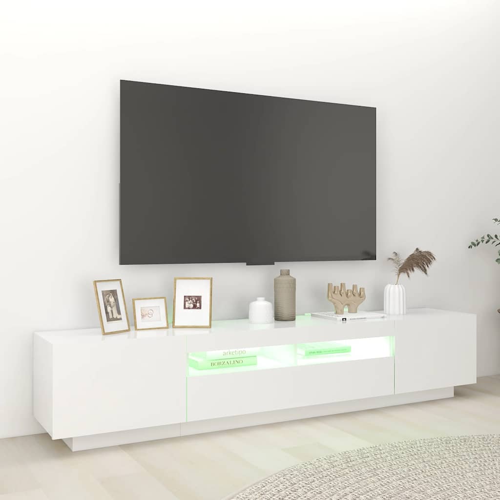Meuble TV avec éclairage LED blanc 200x35x40 cm