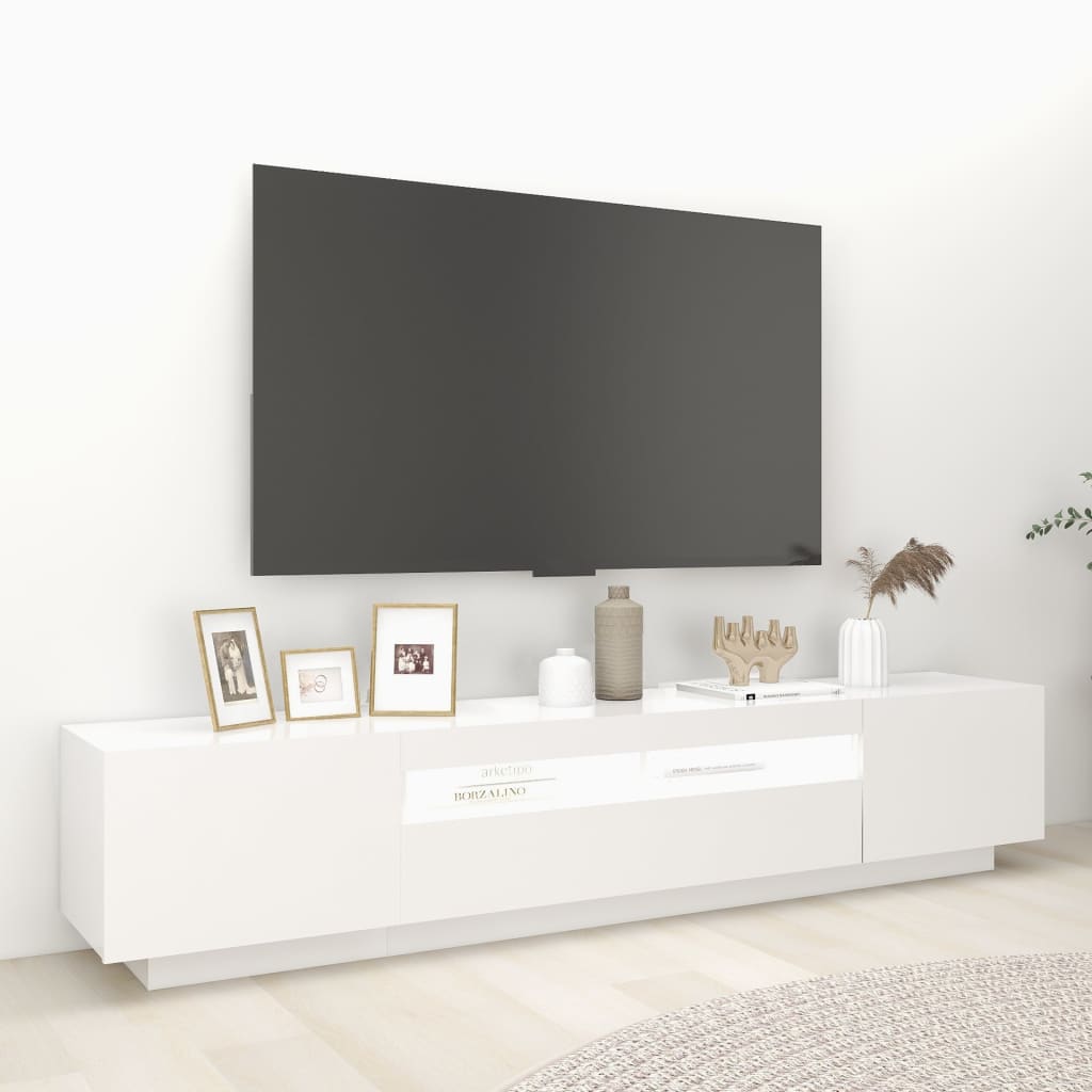 Meuble TV avec éclairage LED blanc 200x35x40 cm