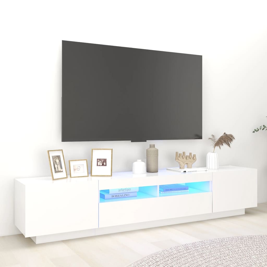 Meuble TV avec éclairage LED blanc 200x35x40 cm