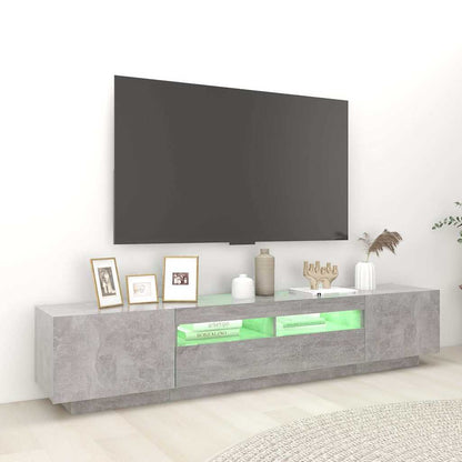 TV-Schrank mit LED-Leuchten Betongrau 200x35x40 cm