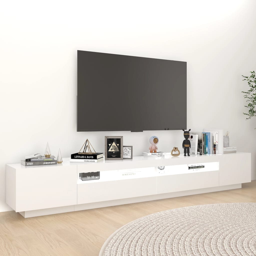 Meuble TV avec éclairage LED blanc 260x35x40cm