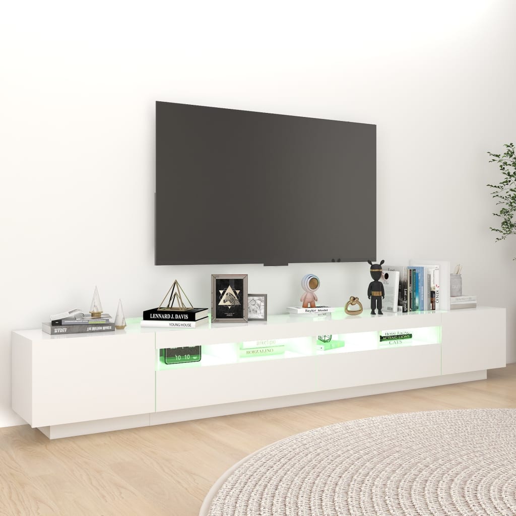 Meuble TV avec éclairage LED blanc 260x35x40cm