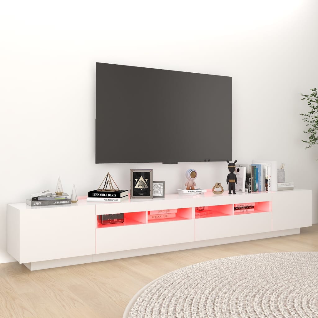 Meuble TV avec éclairage LED blanc 260x35x40cm