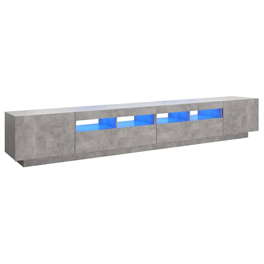 TV cabinet with LED lights, concrete grey, 260 x 35 x 40 cm