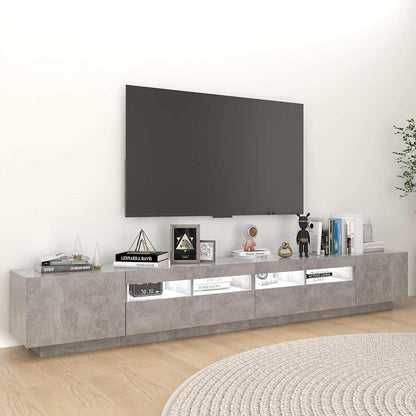 TV-Schrank mit LED-Leuchten Betongrau 260x35x40 cm