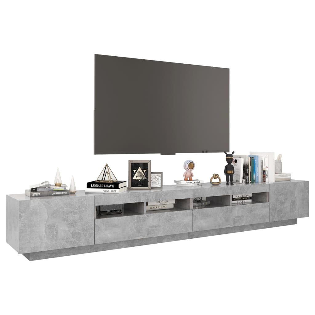 TV cabinet with LED lights, concrete grey, 260 x 35 x 40 cm