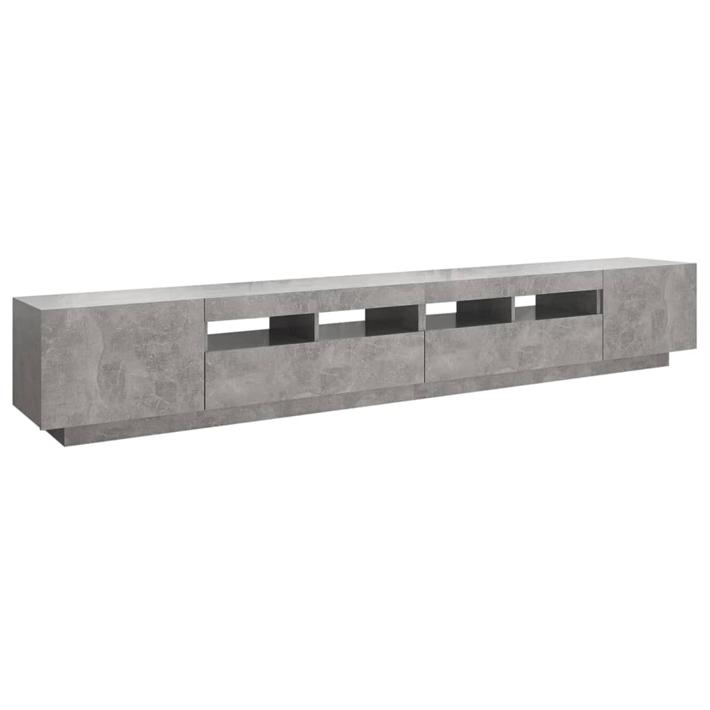 TV cabinet with LED lights, concrete grey, 260 x 35 x 40 cm