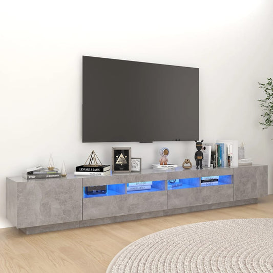 TV cabinet with LED lights, concrete grey, 260 x 35 x 40 cm