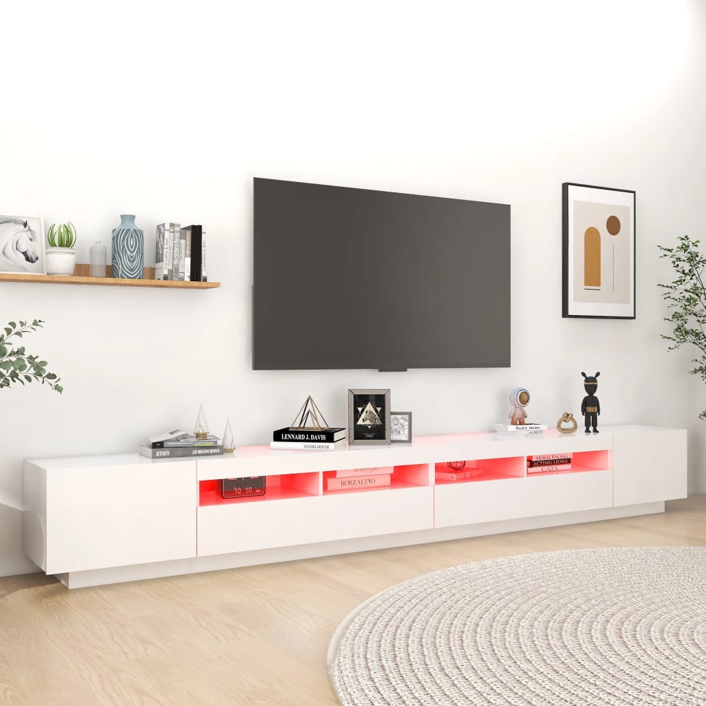 Meuble TV avec éclairage LED blanc 300x35x40 cm