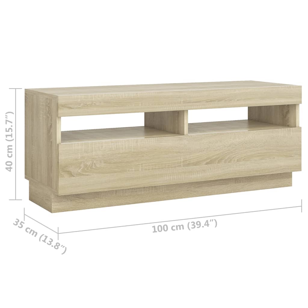 TV-Schrank mit LED-Leuchten Sonoma-Eiche 300x35x40 cm