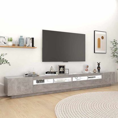 TV-Schrank mit LED-Leuchten Betongrau 300x35x40 cm