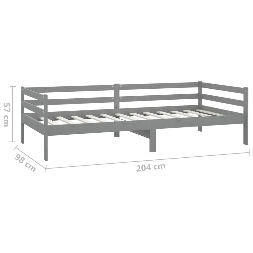 Lit de repos en pin massif gris 90x200 cm