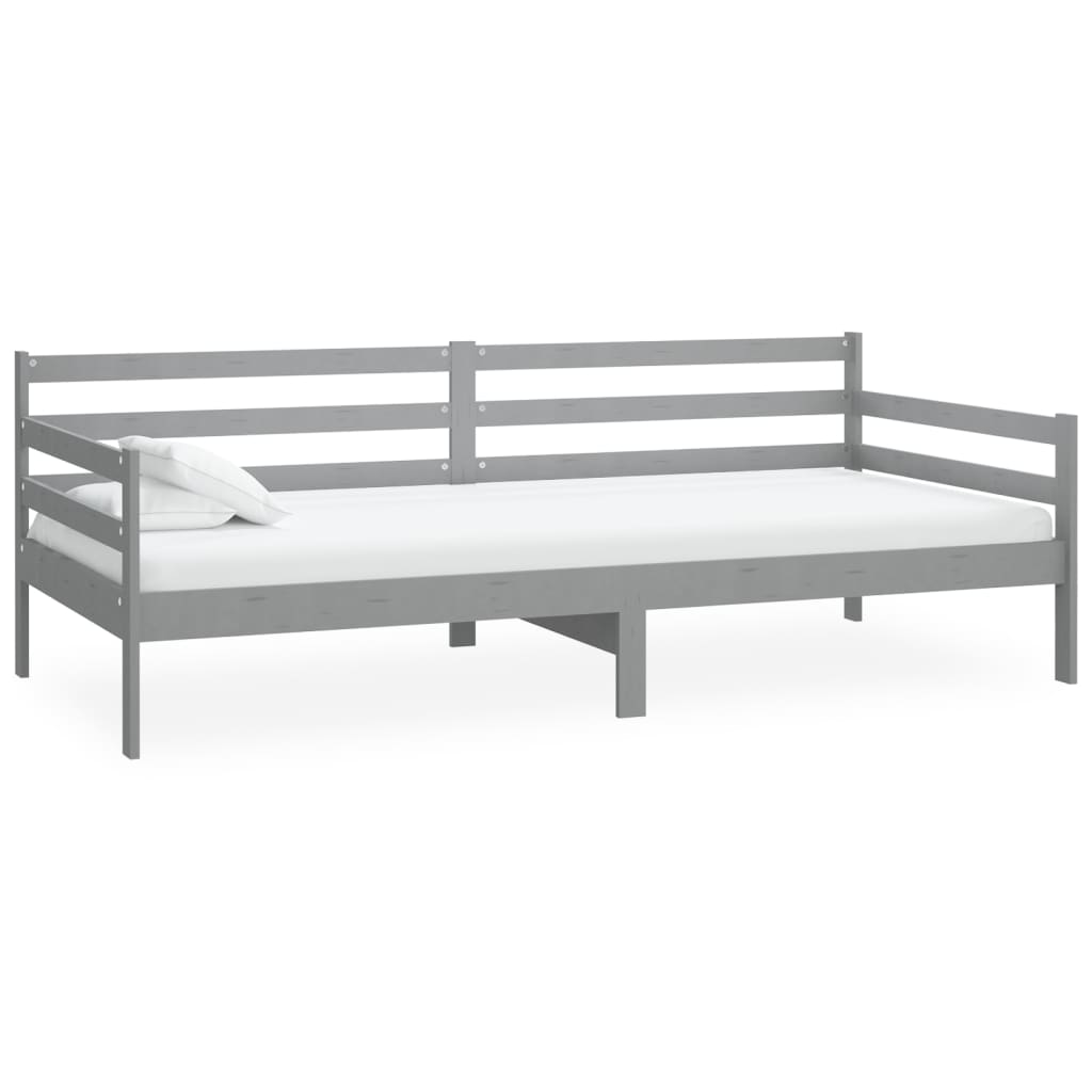 Lit de repos en pin massif gris 90x200 cm