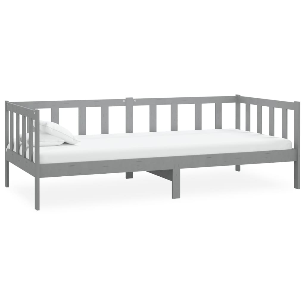 Lit de repos en pin massif gris 90x200 cm