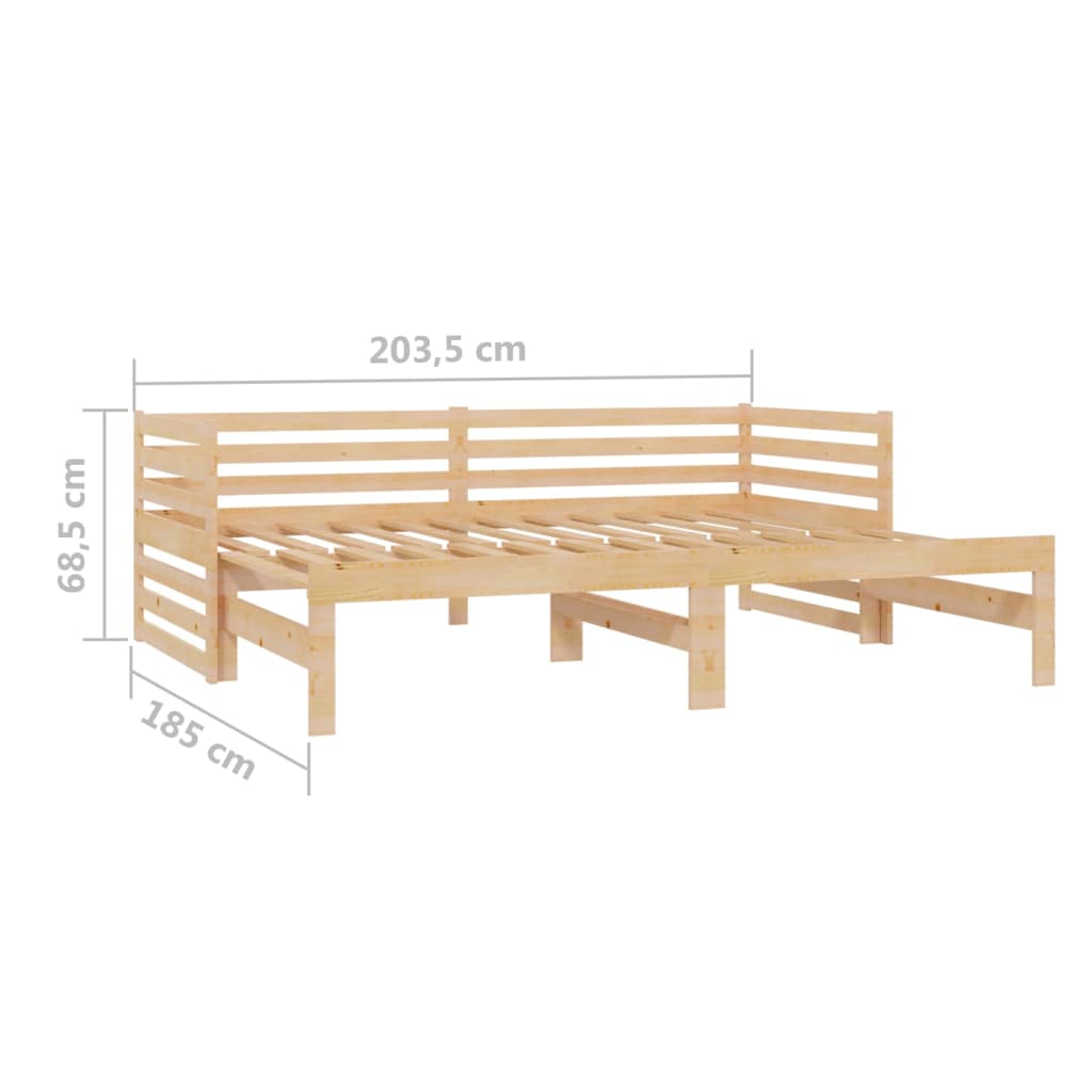 Lit de repos extensible en pin massif 2x(90x200) cm