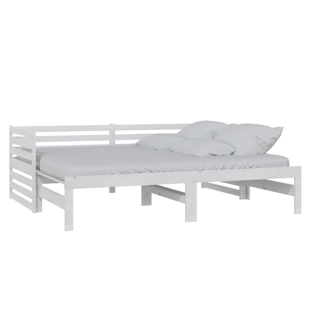 Lit de repos extensible en pin massif blanc 2x(90x200) cm