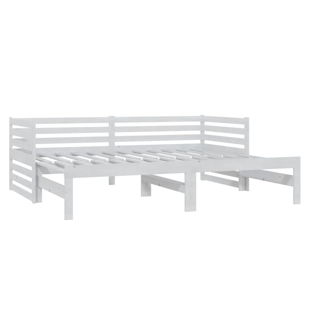 Lit de repos extensible en pin massif blanc 2x(90x200) cm