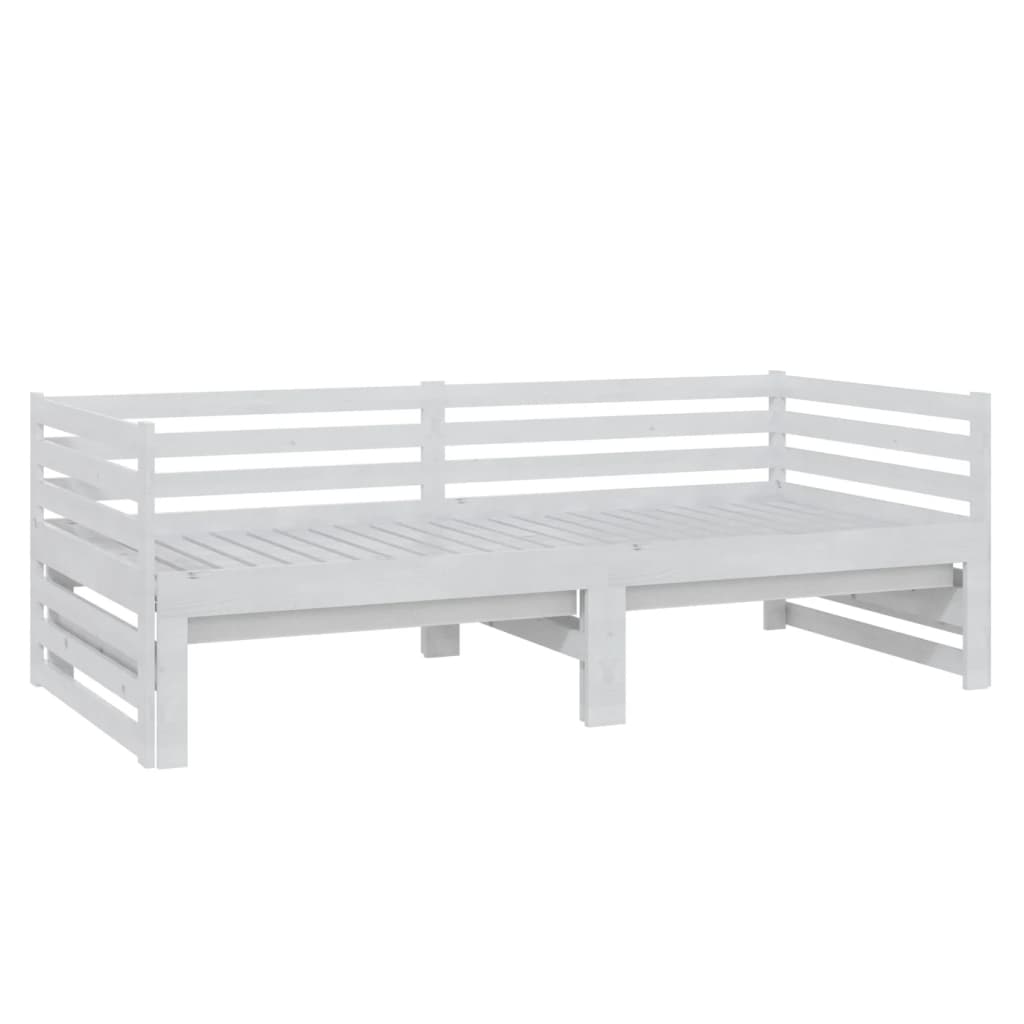 Lit de repos extensible en pin massif blanc 2x(90x200) cm