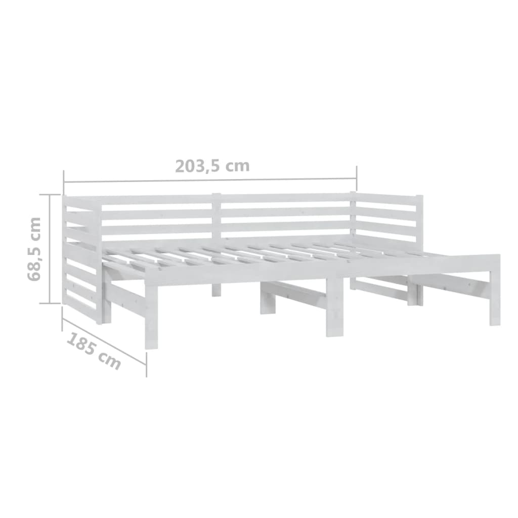 Lit de repos extensible en pin massif blanc 2x(90x200) cm