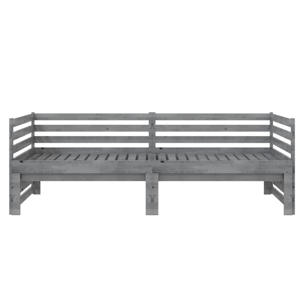 Lit de repos extensible en bois de pin massif gris 2x(90x200) cm