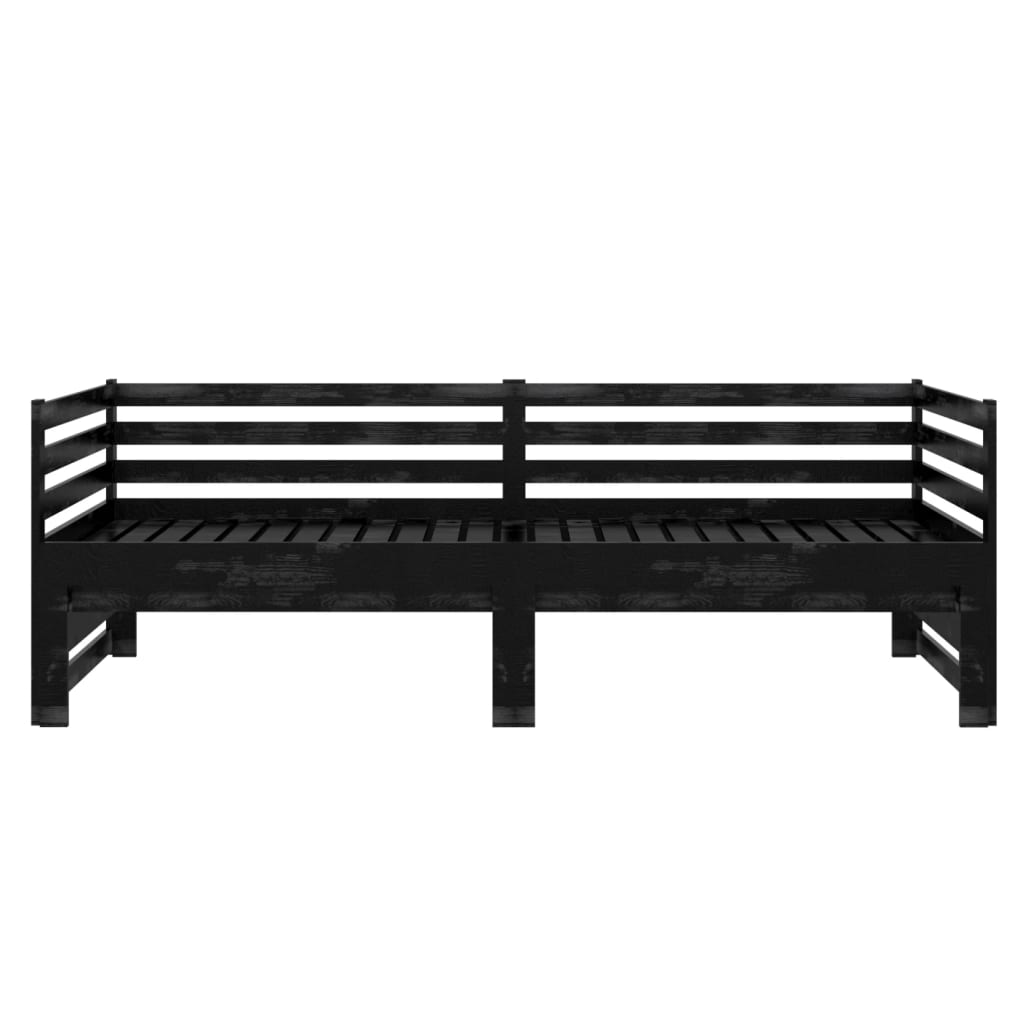 Lit de repos extensible en pin massif noir 2x(90x200) cm