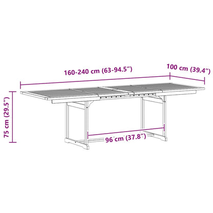 Garten-Esstisch (160-240)x100x75 cm Massivholz Akazie