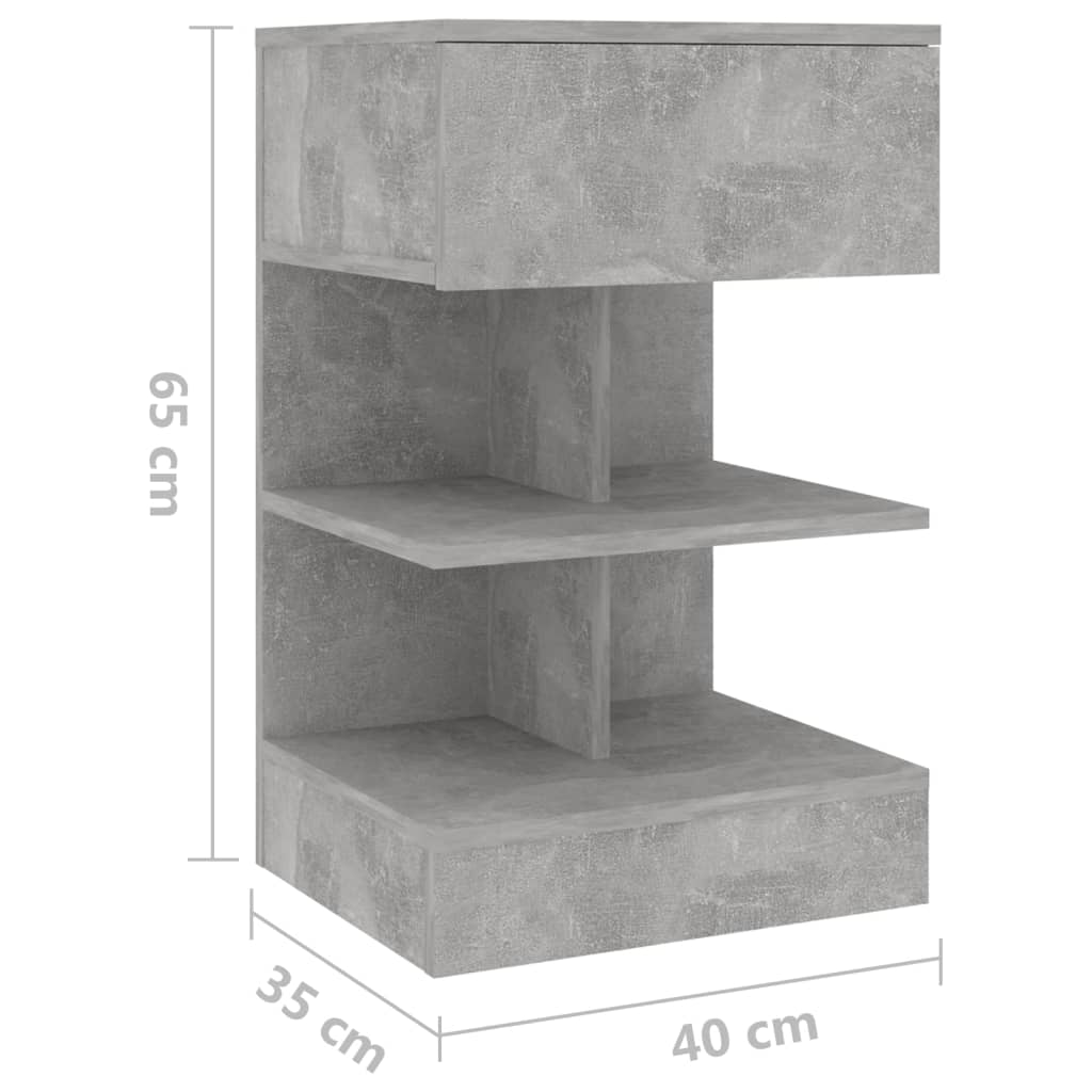 Table de chevet gris béton 40x35x65 cm en bois