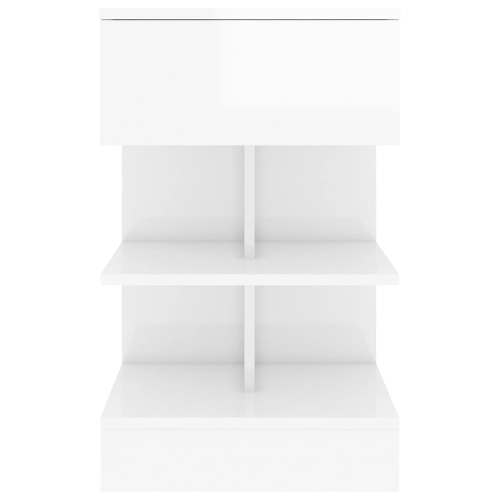 Bedside table high gloss white 40x35x65 cm wood material
