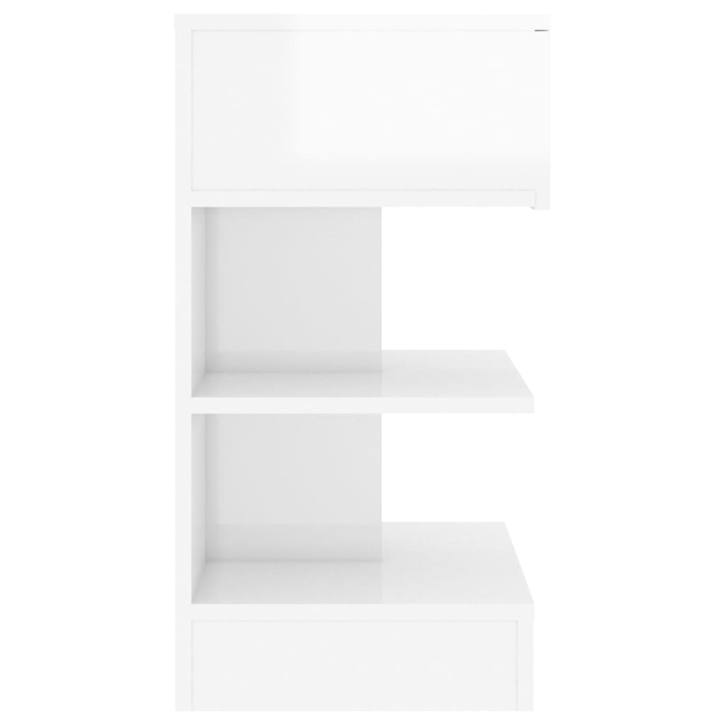 Bedside table high gloss white 40x35x65 cm wood material