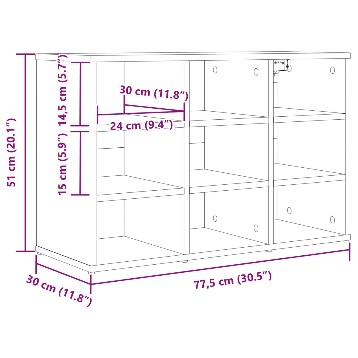 Schuhschrank 77,5 x 30 x 51 cm Holzwerkstoff Betongrau