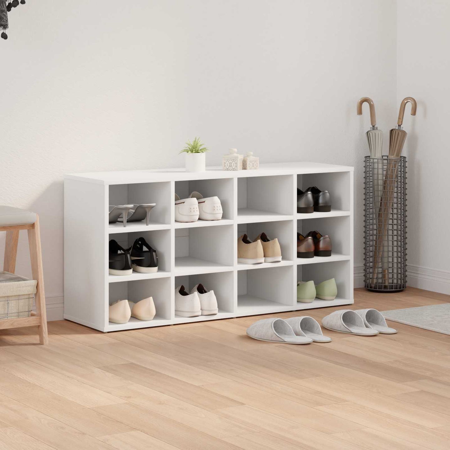 Schuhschrank 103 x 30 x 51 cm Holzwerkstoff Weiß