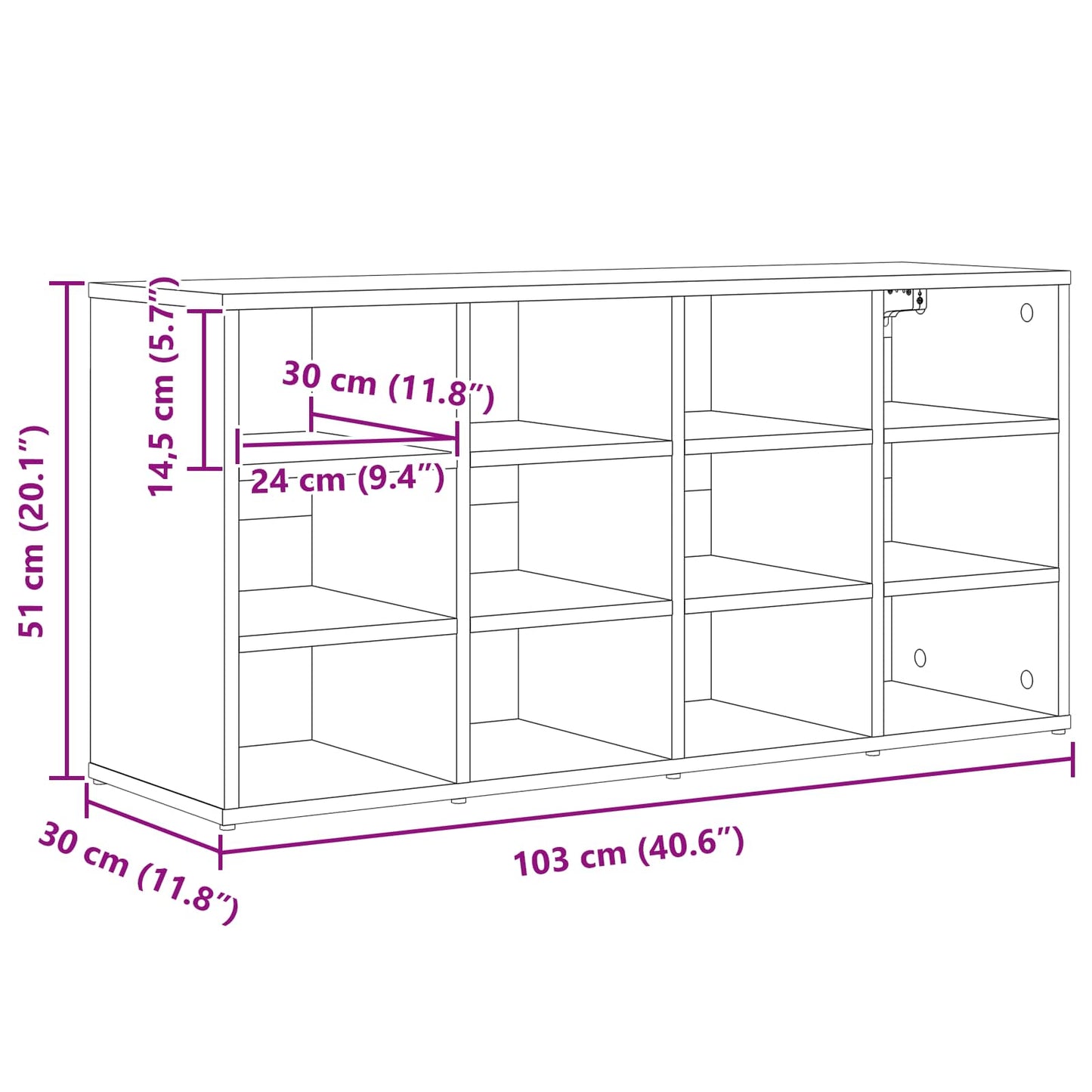 Schuhschrank 103 x 30 x 51 cm Holzwerkstoff Weiß