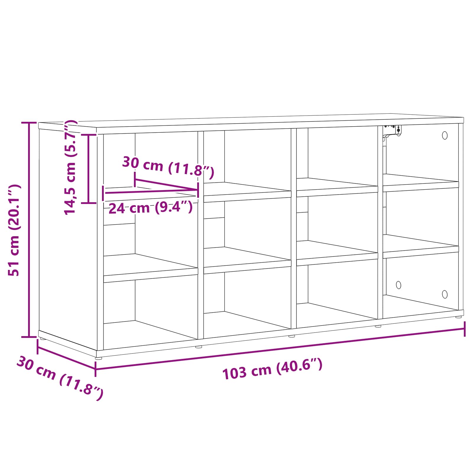 Schuhschrank 103 x 30 x 51 cm Holzwerkstoff Weiß