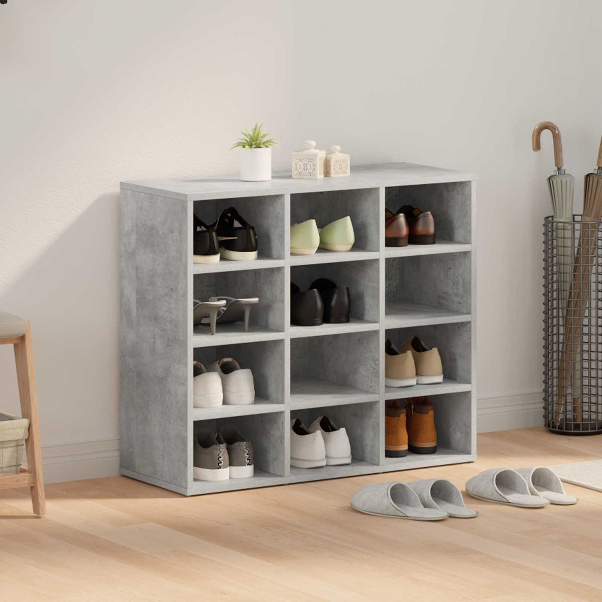 Schuhschrank 77,5 x 30 x 67 cm Holzwerkstoff Betongrau
