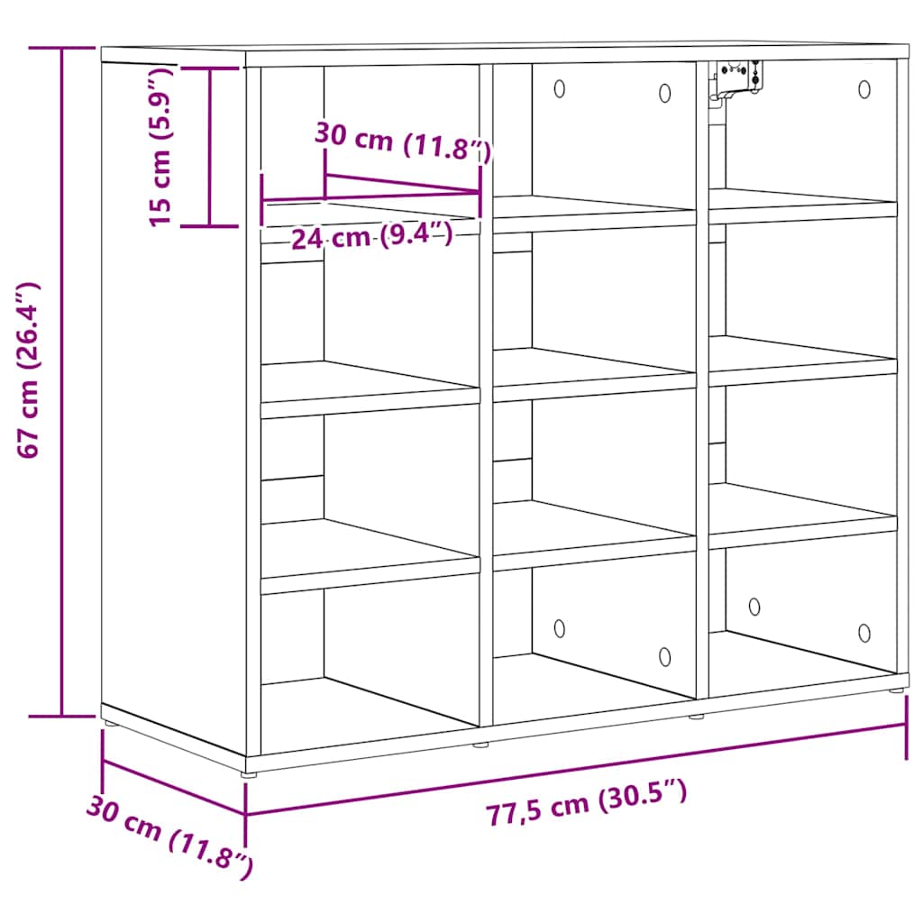 Schuhschrank 77,5 x 30 x 67 cm Holzwerkstoff Betongrau