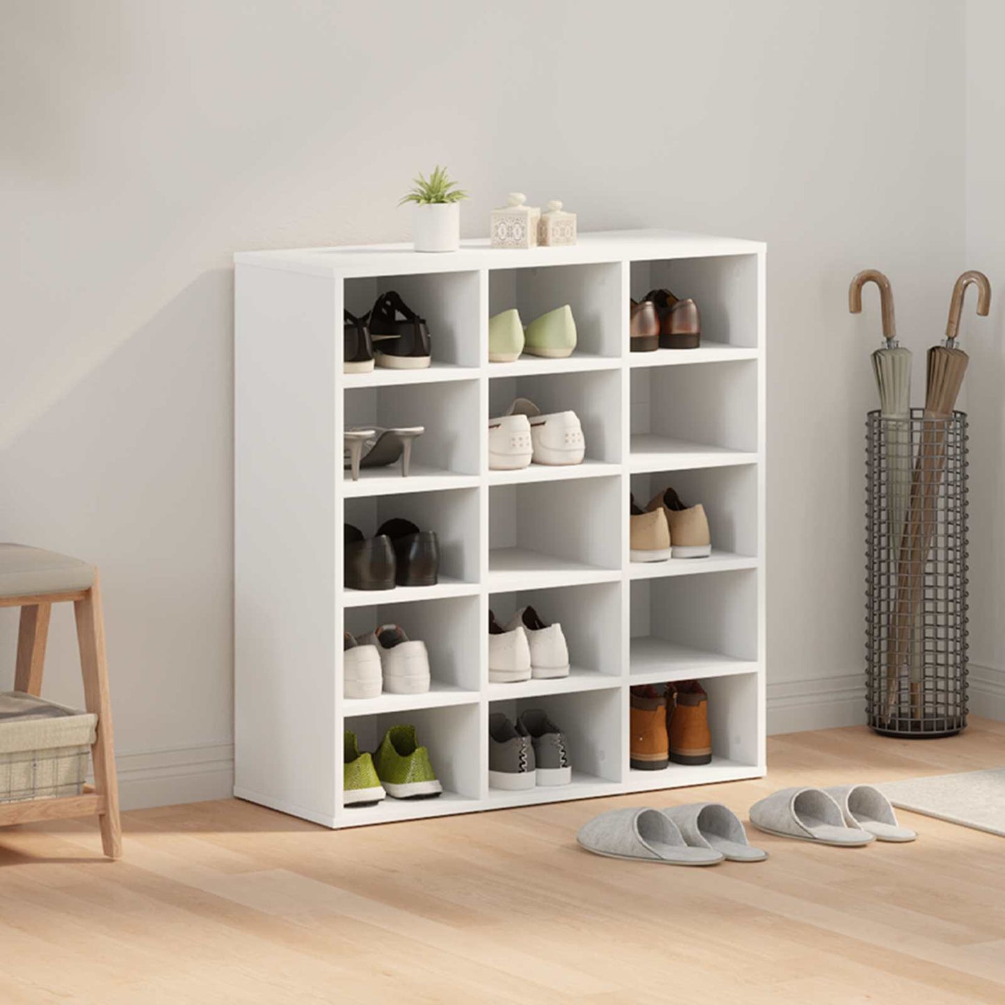 Schuhschrank 77,5 x 30 x 83,5 cm Holzwerkstoff Weiß